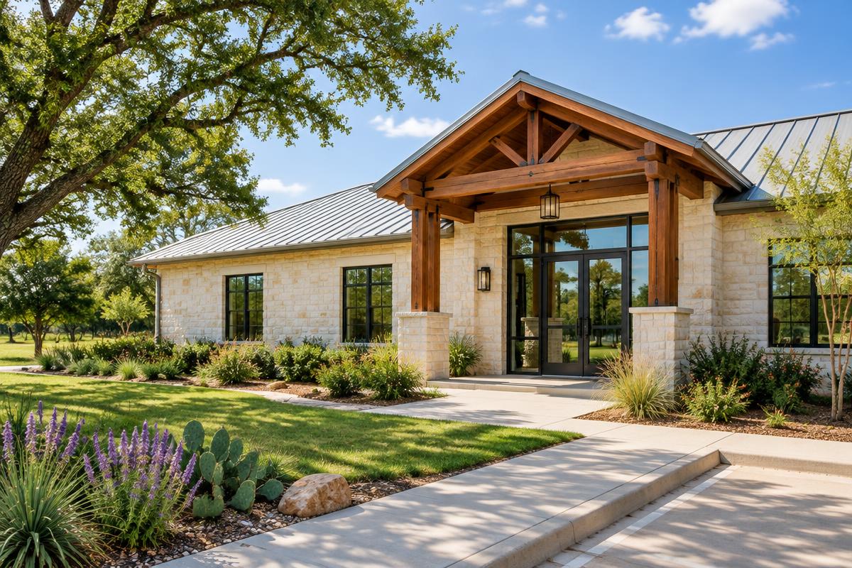 Small-town Texas office exterior